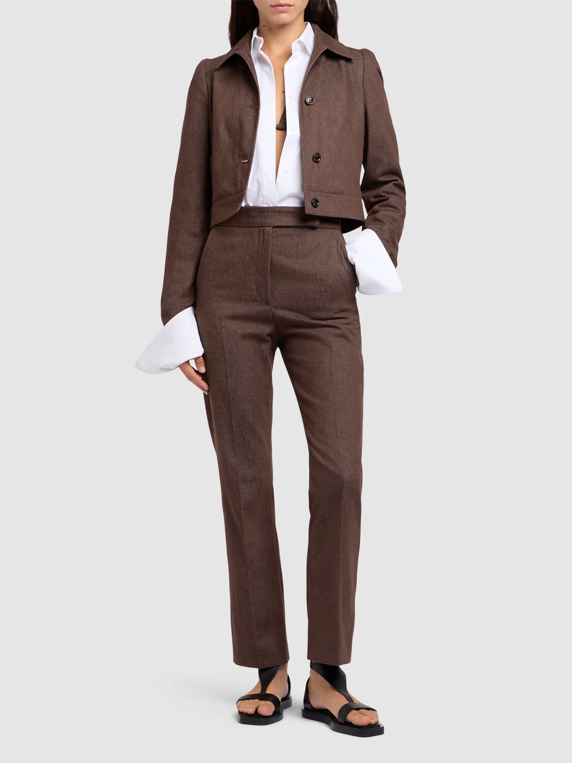 Max Mara Galizia Denim Effect Straight Pants In Brown