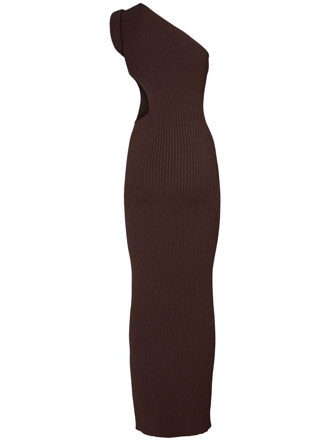 Max Mara Arda 1234 Ribbed Stretch Viscose Dress In Brown