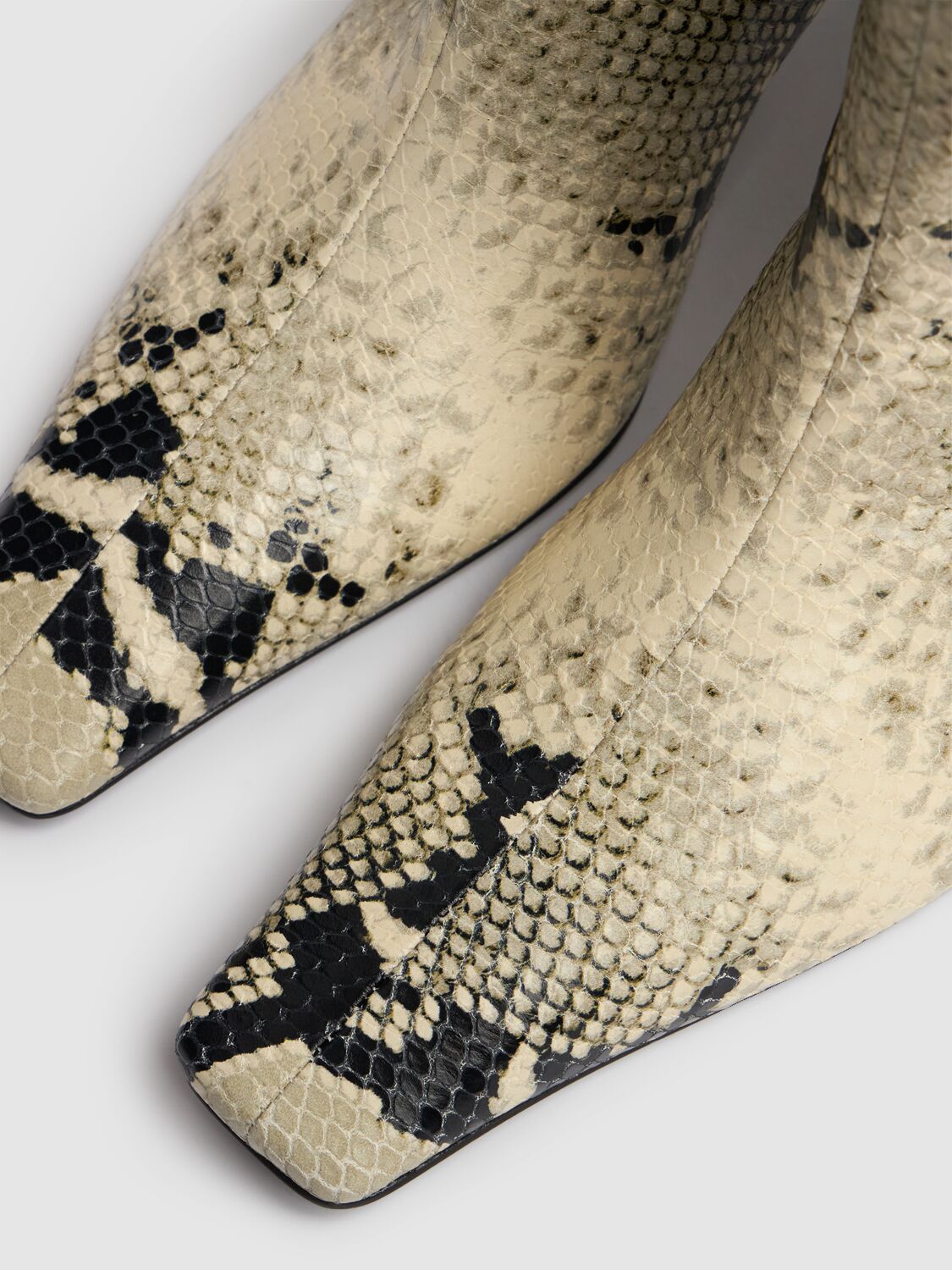 Khaite Ona Ankle Boot Natural Python-embossed Leather In Natural