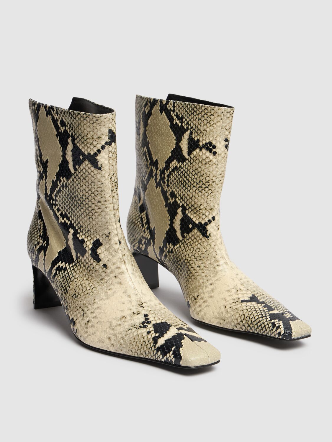 Khaite Ona Ankle Boot Natural Python-embossed Leather In Natural