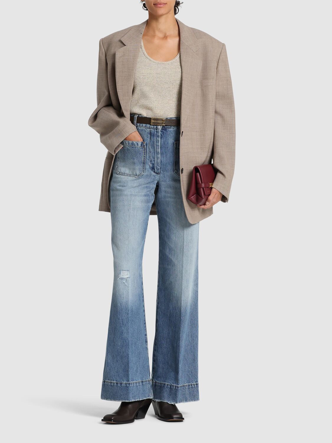 VICTORIA BECKHAM ALINA DENIM HIGH WAISTED WIDE JEANS 