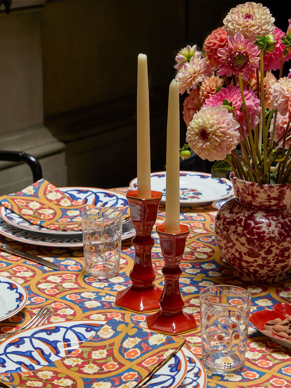 Cabana Uzbe Khiva Printed Linen Tablecloth In Multicolor