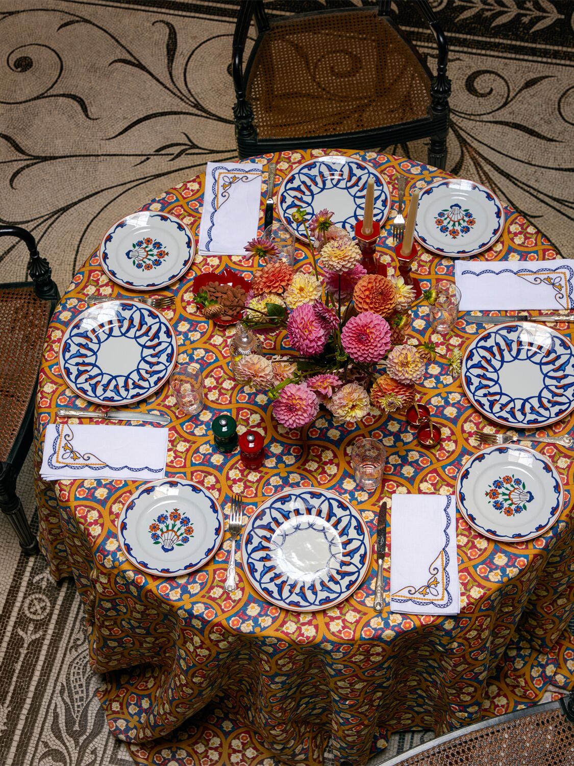 Cabana Uzbe Khiva Printed Linen Tablecloth In Multicolor