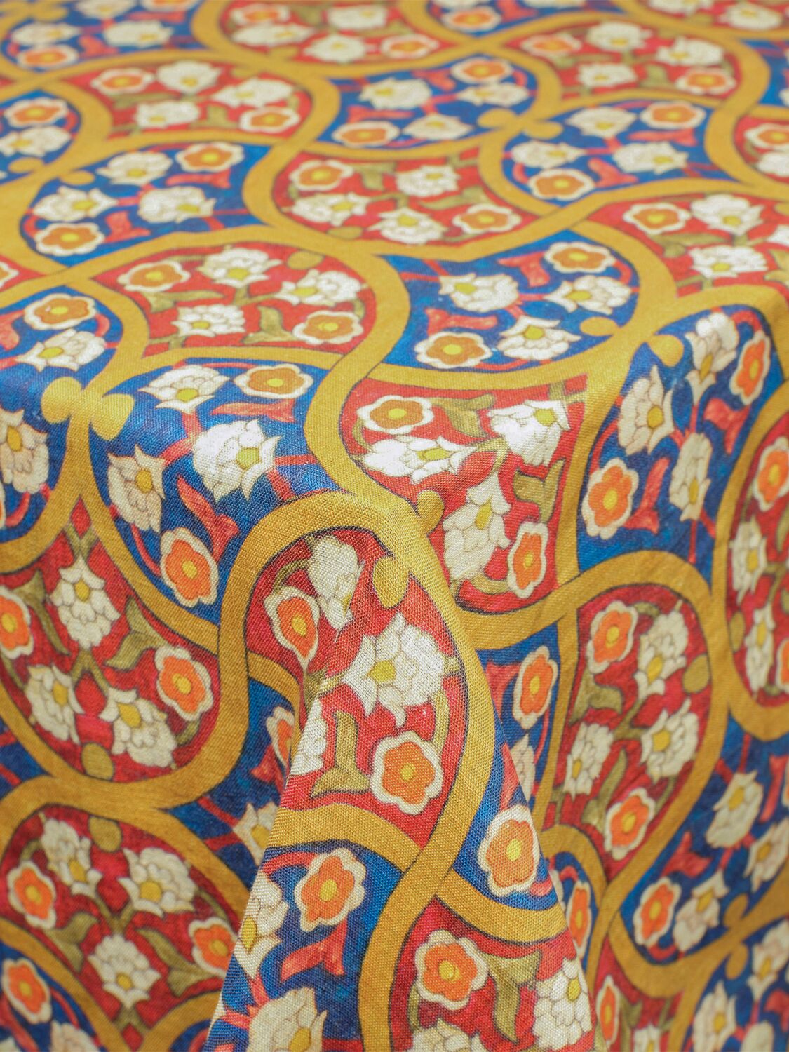 Cabana Uzbe Khiva Printed Linen Tablecloth In Multicolor