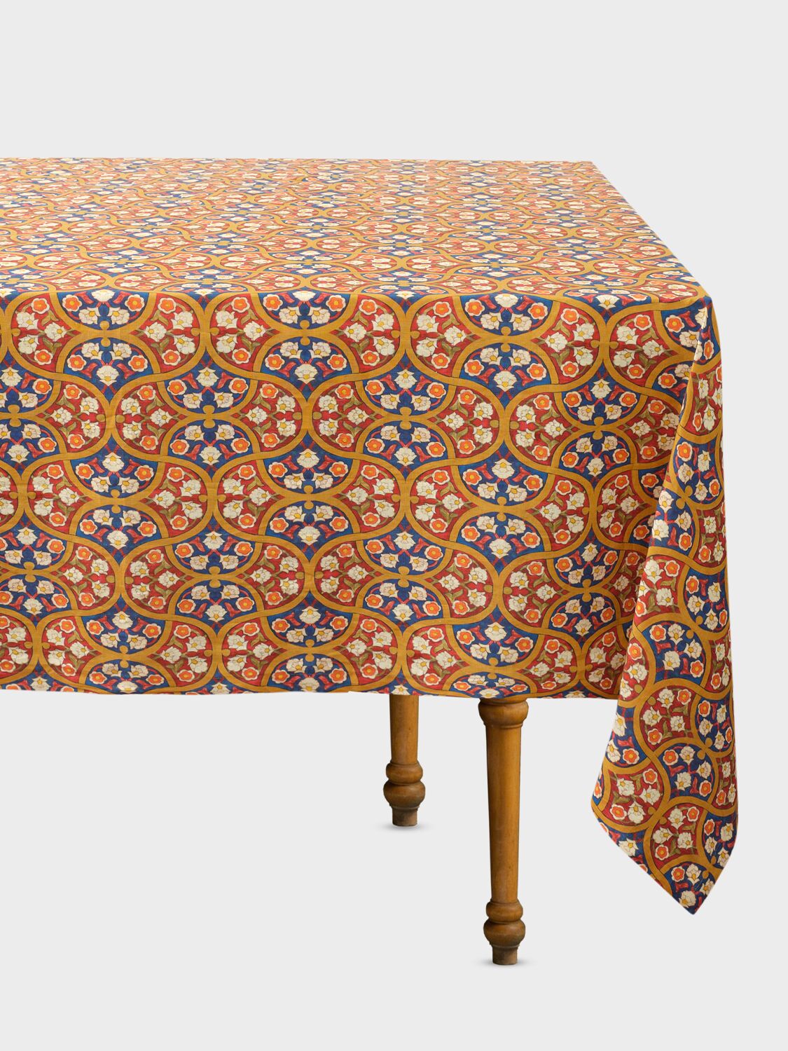 Cabana Uzbe Khiva Printed Linen Tablecloth In Multicolor