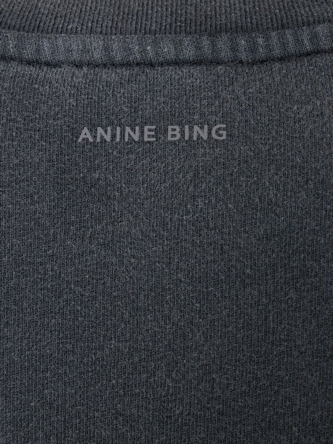Shop Anine Bing Spencer Hearts Logo Cotton Sweatshirt In Washed Black