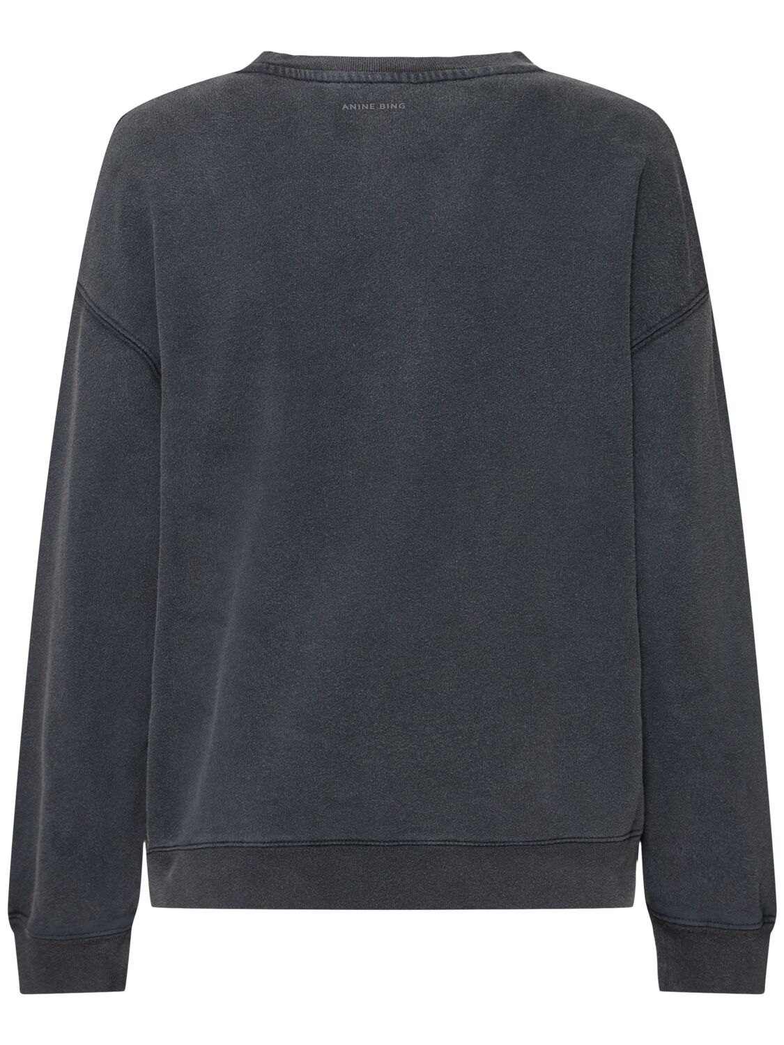 Shop Anine Bing Spencer Hearts Logo Cotton Sweatshirt In Washed Black