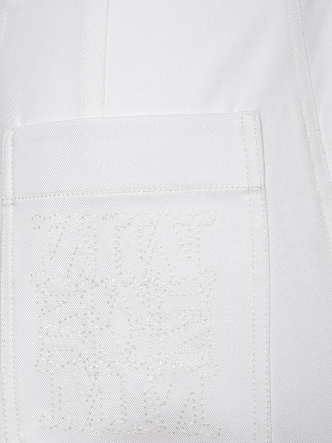 Shop Max Mara Mina Cotton Blend Twill Wide Pants In White