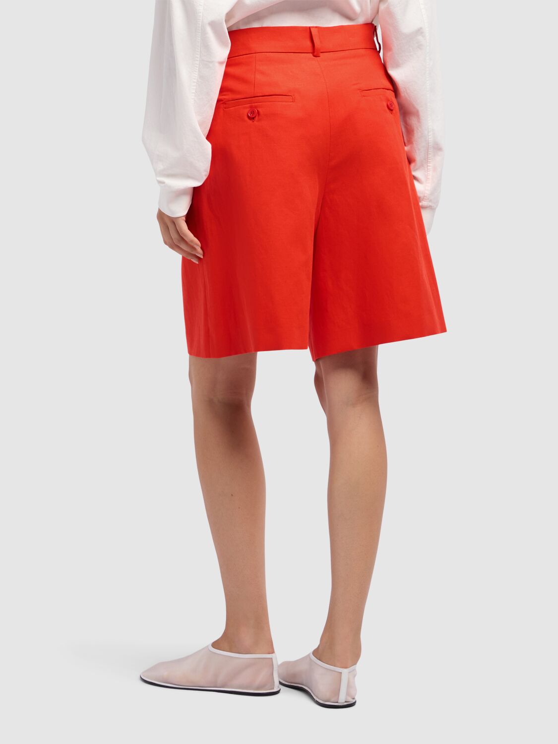 Weekend Max Mara Ecuba Cotton & Linen Canvas Shorts In Red