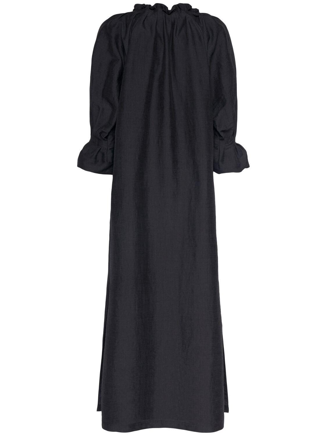 Shop Max Mara Jene Linen Blend Midi Dress In Black