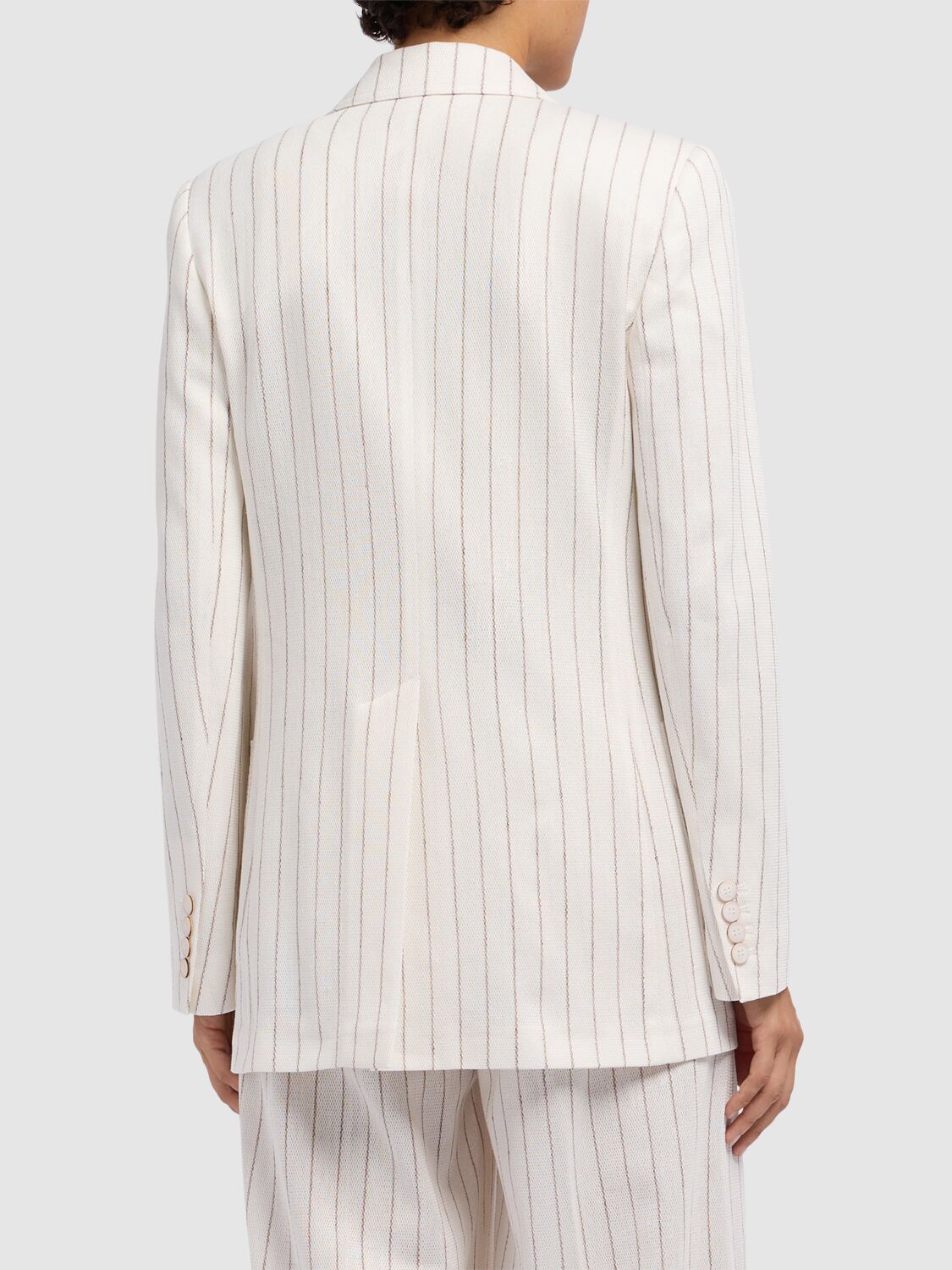 MAX MARA JADI STRIPED COTTON & LINEN BLAZER 
