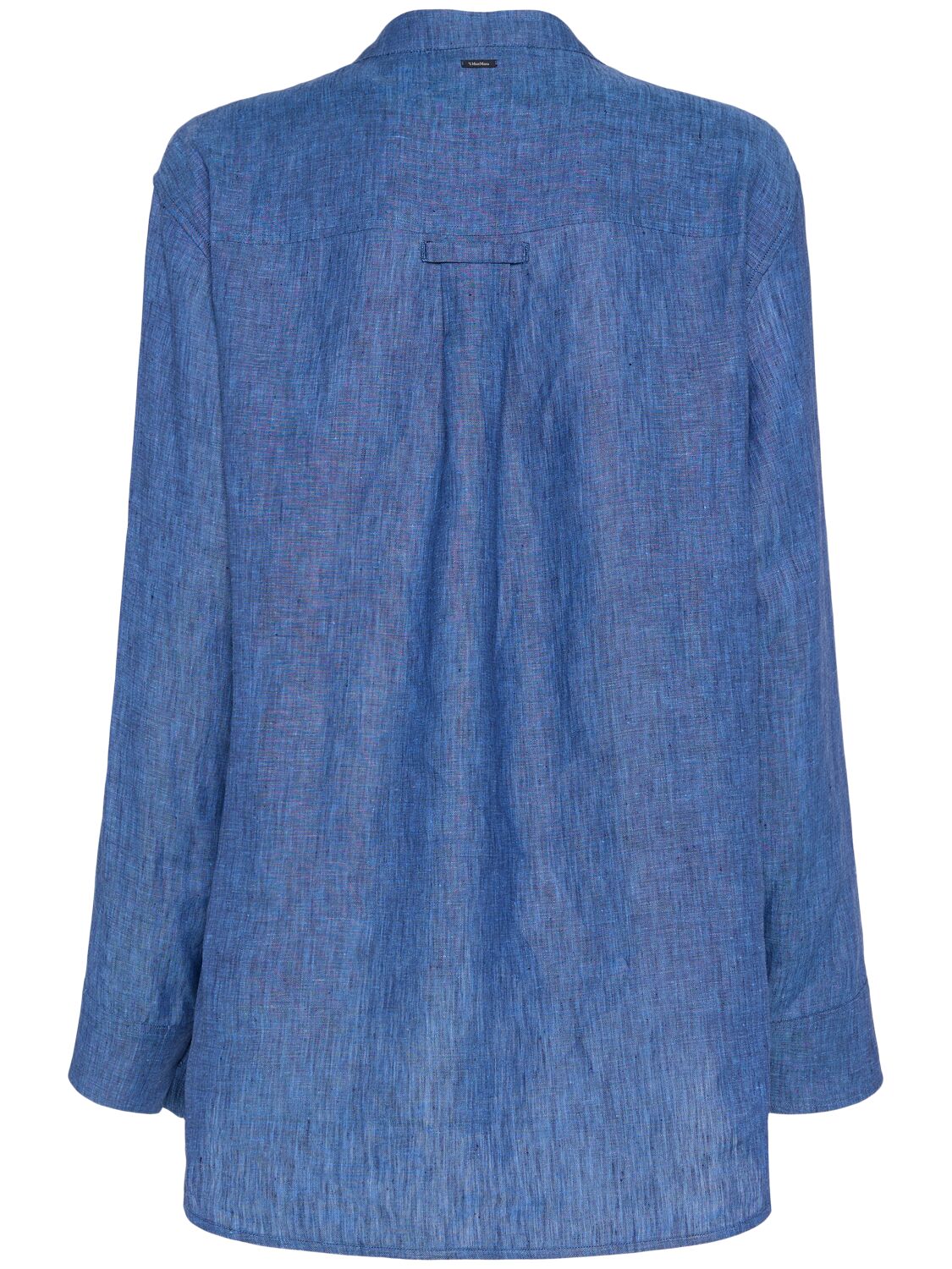 's Max Mara Denim Blue Shirt In Linen Canvas In Blue