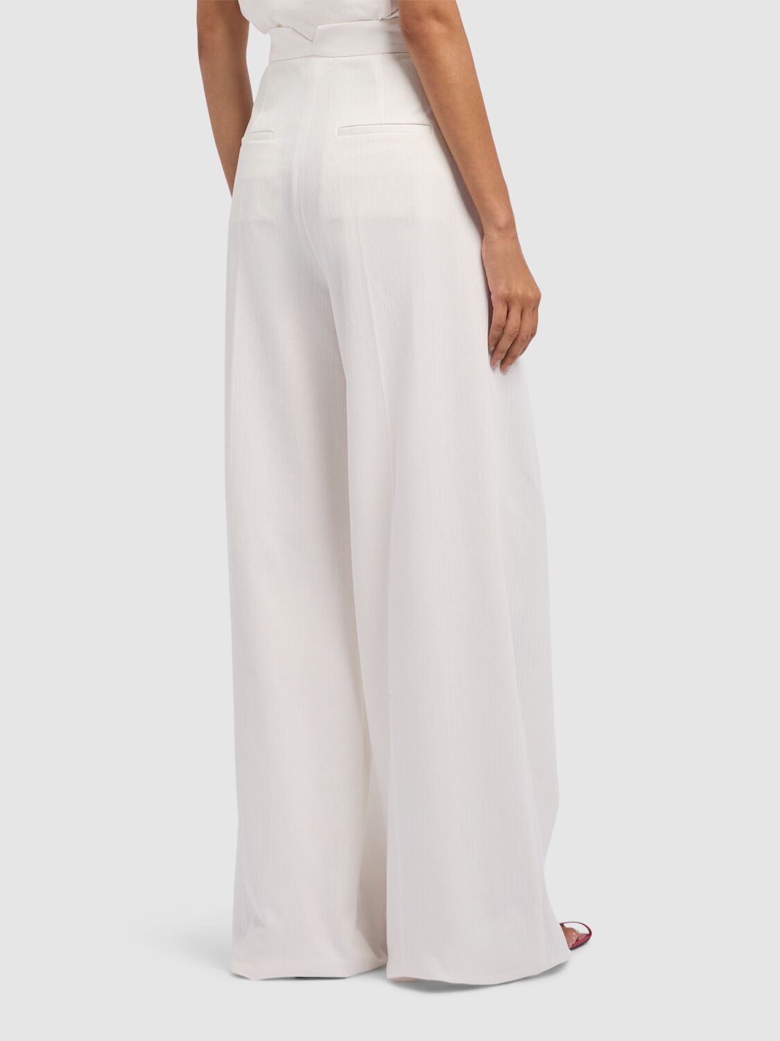 Max Mara Chenzia Jersey Jacquard Wide Leg Pants In White
