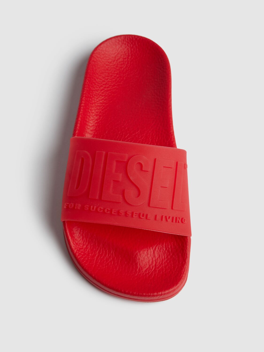 Diesel Logo Rubber Slide Sandals In Red