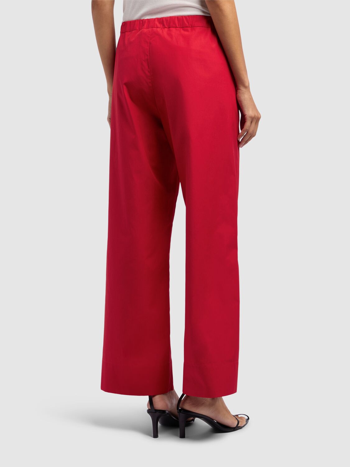 's Max Mara Argento Cotton Poplin Wide Leg Pants In Red