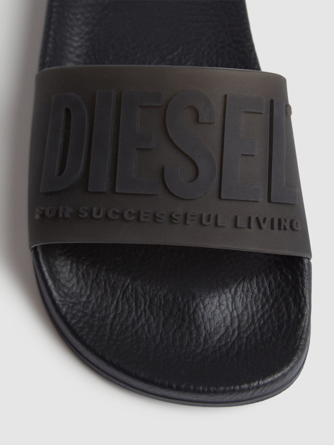 Diesel Logo Rubber Slide Sandals In Black
