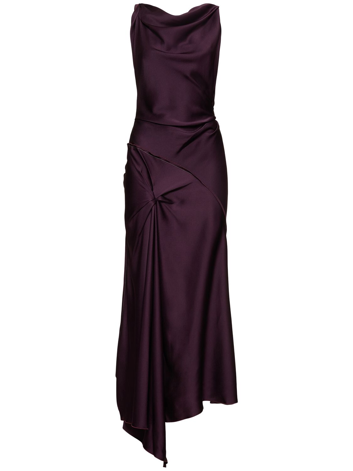VICTORIA BECKHAM DRAPED CREPE SATIN MIDI DRESS 