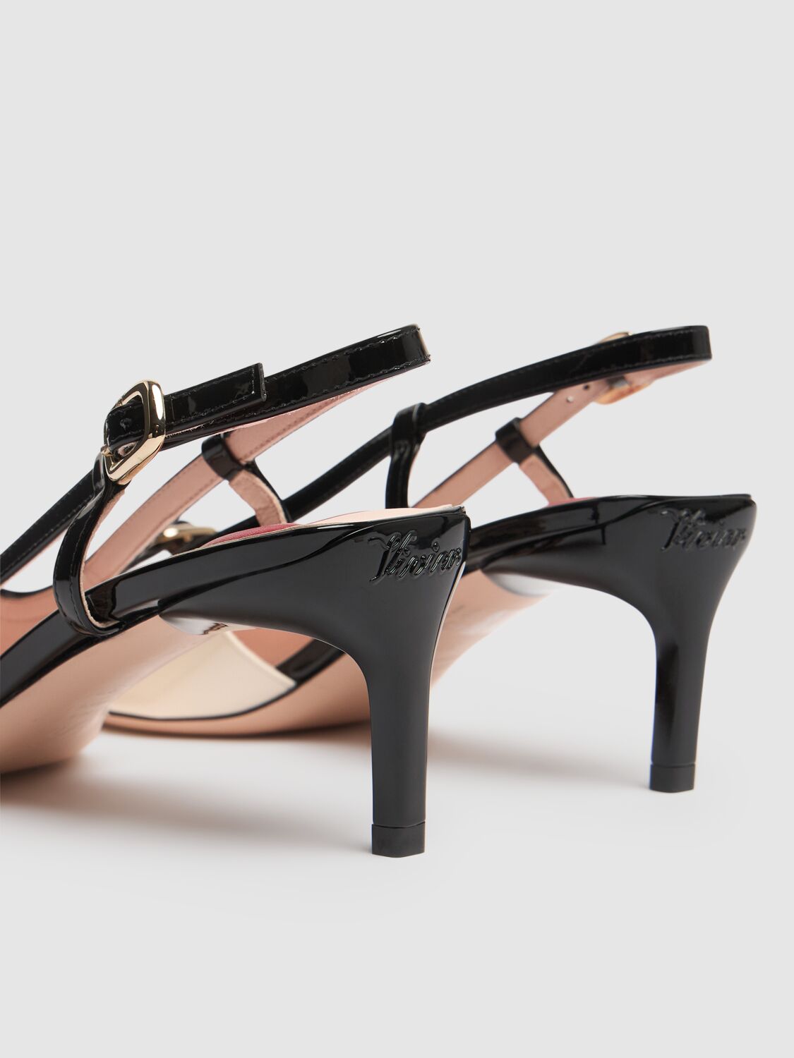 Roger Vivier 55mm Mini Buckle Patent Leather Pumps In Off White,black