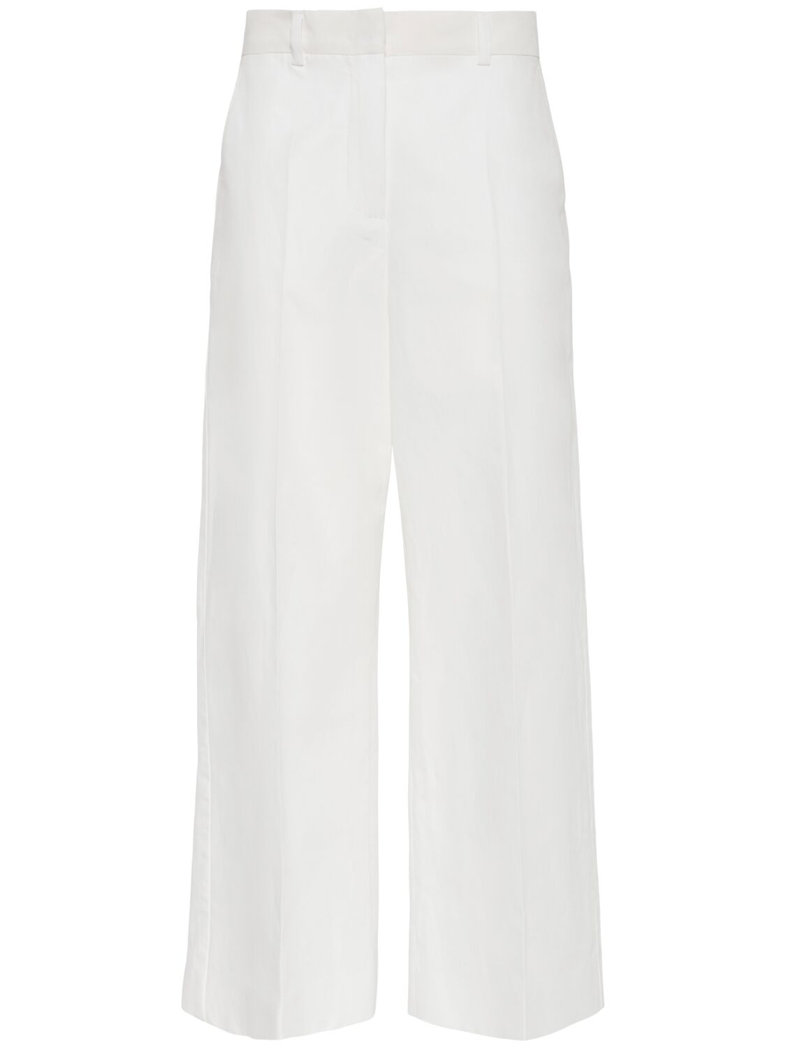 Weekend Max Mara Zircone Cotton & Linen Canvas Wide Pants In Ivory