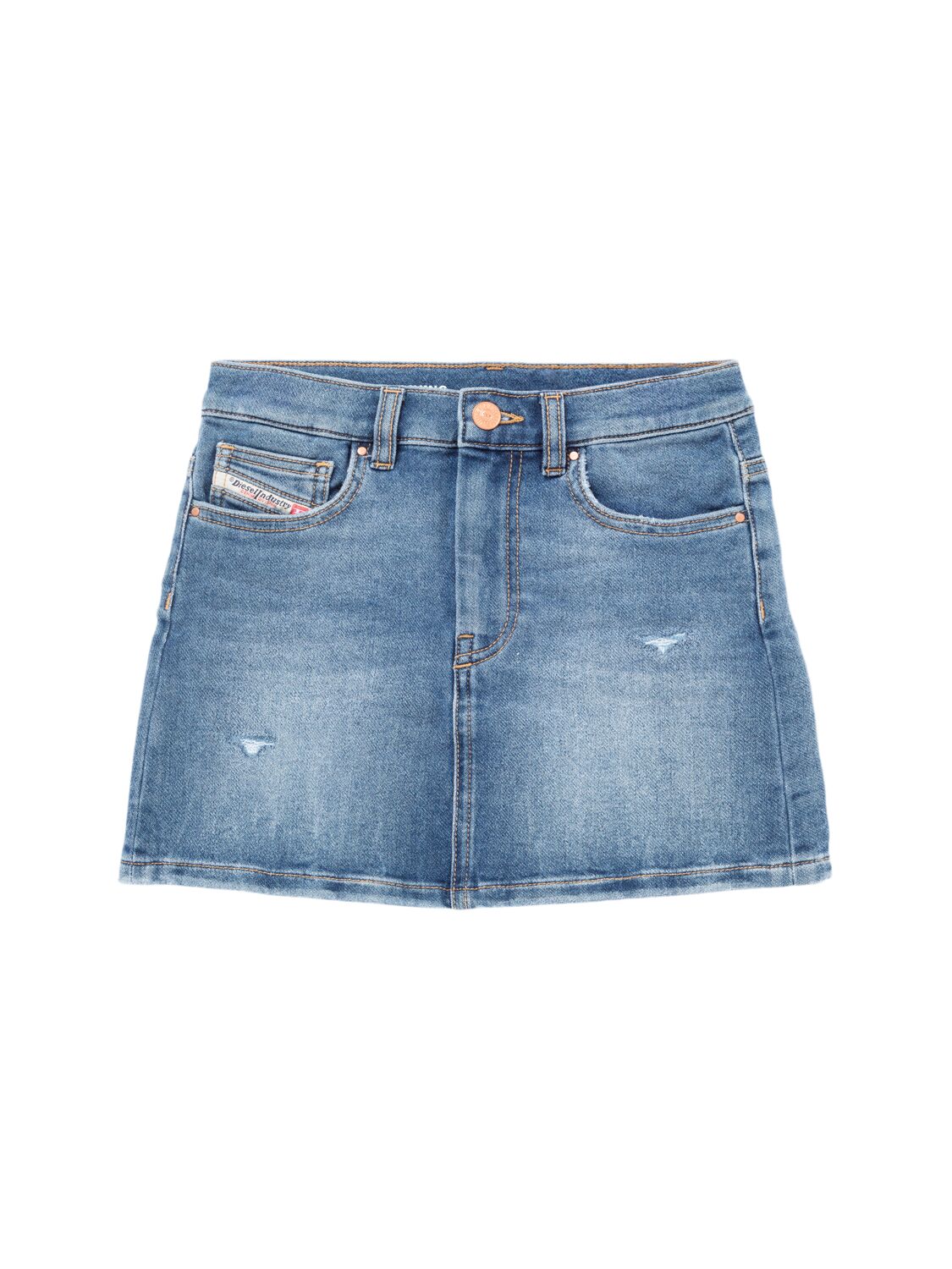 Diesel Stretch Cotton Denim Skirt In Blue