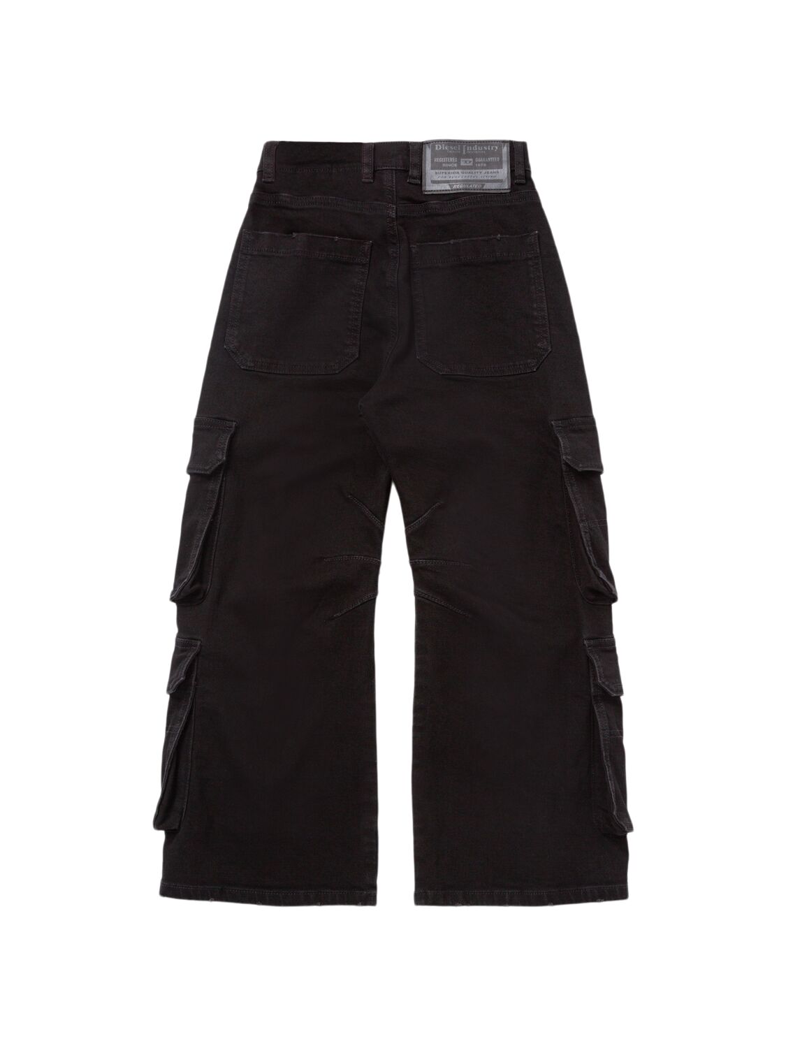 Diesel Stretch Cotton Cargo Jeans In Black