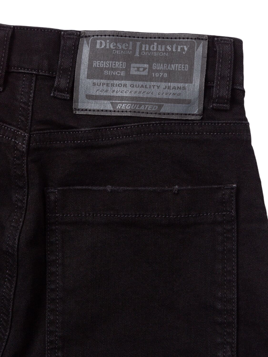 Diesel Stretch Cotton Cargo Jeans In Black