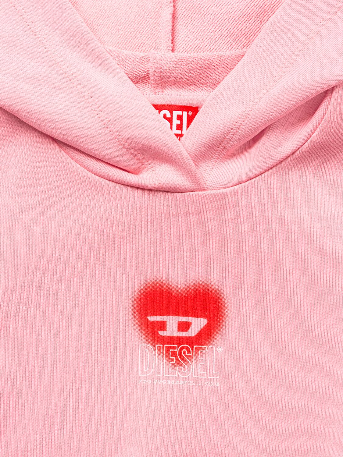 Diesel Logo Cotton Hoodie In Pink