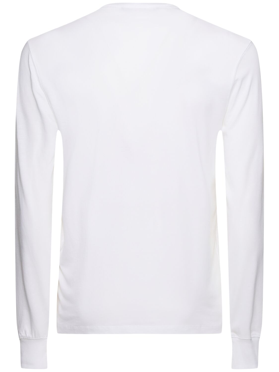 Shop Tom Ford Henley Lyocell Long Sleeve T-shirt In White
