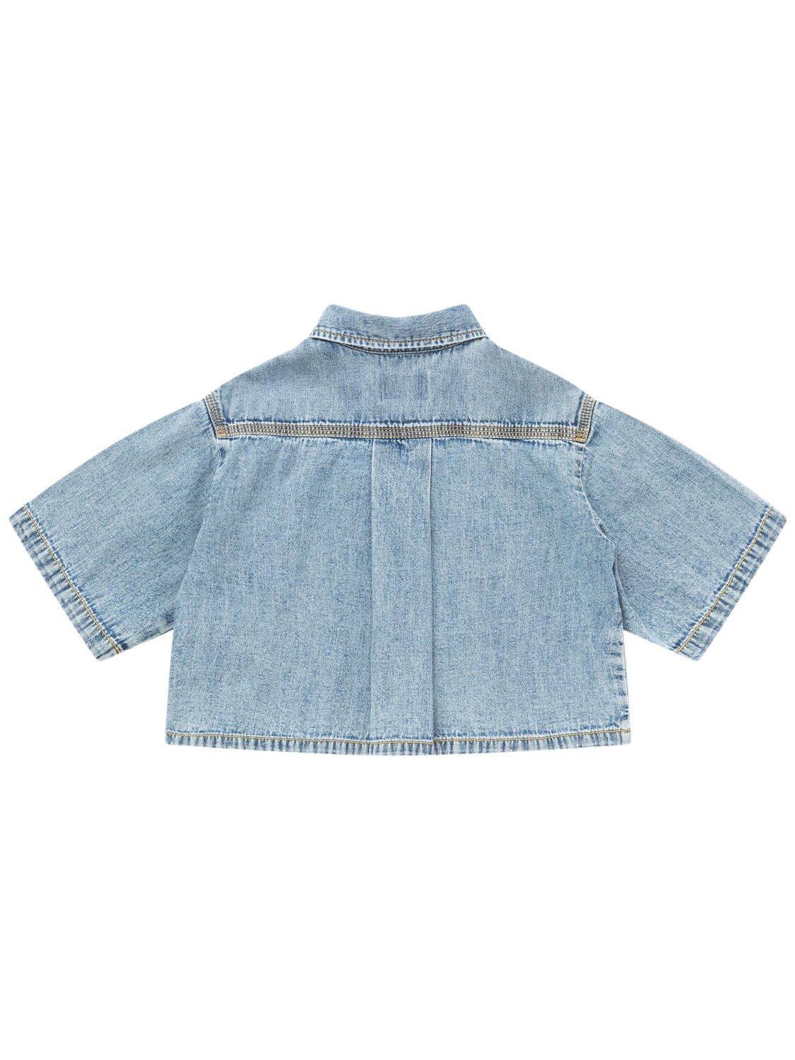Diesel Cotton Denim Cropped Shirt In Blue