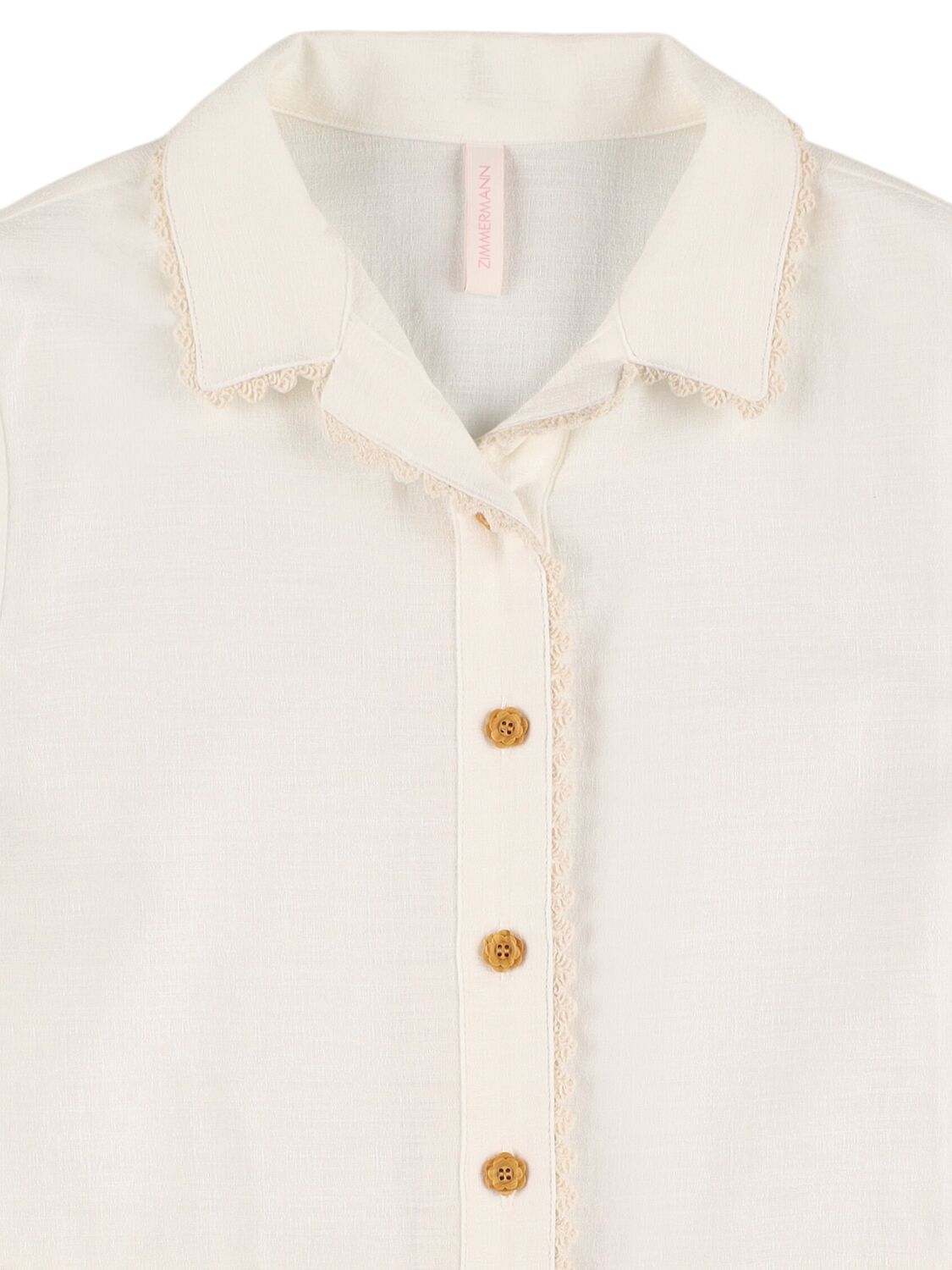 Zimmermann Kids White Wylie Trimmed Shirt In Ivory