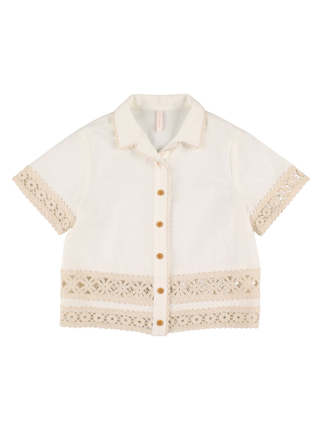 Zimmermann Kids White Wylie Trimmed Shirt In Ivory