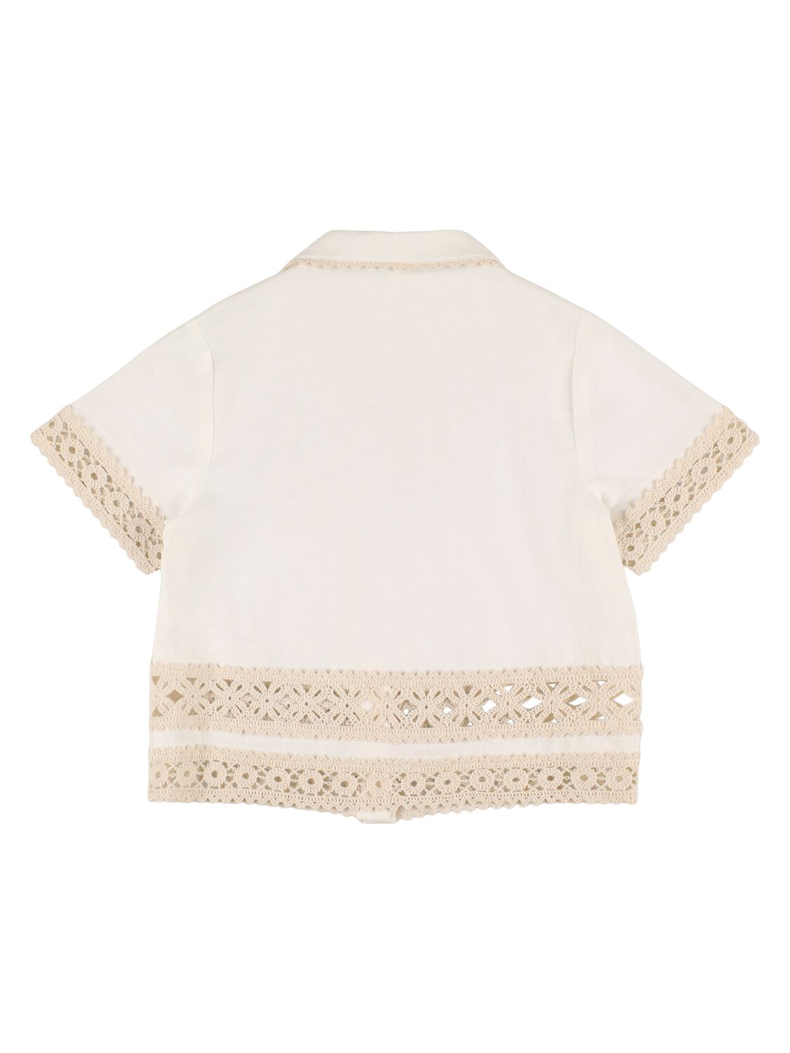 Zimmermann Kids White Wylie Trimmed Shirt In Ivory