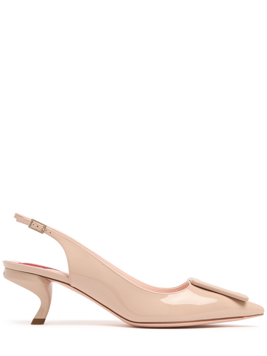 Roger Vivier Virgule Pointed Patent Leather Kitten-heel Pumps In Nude