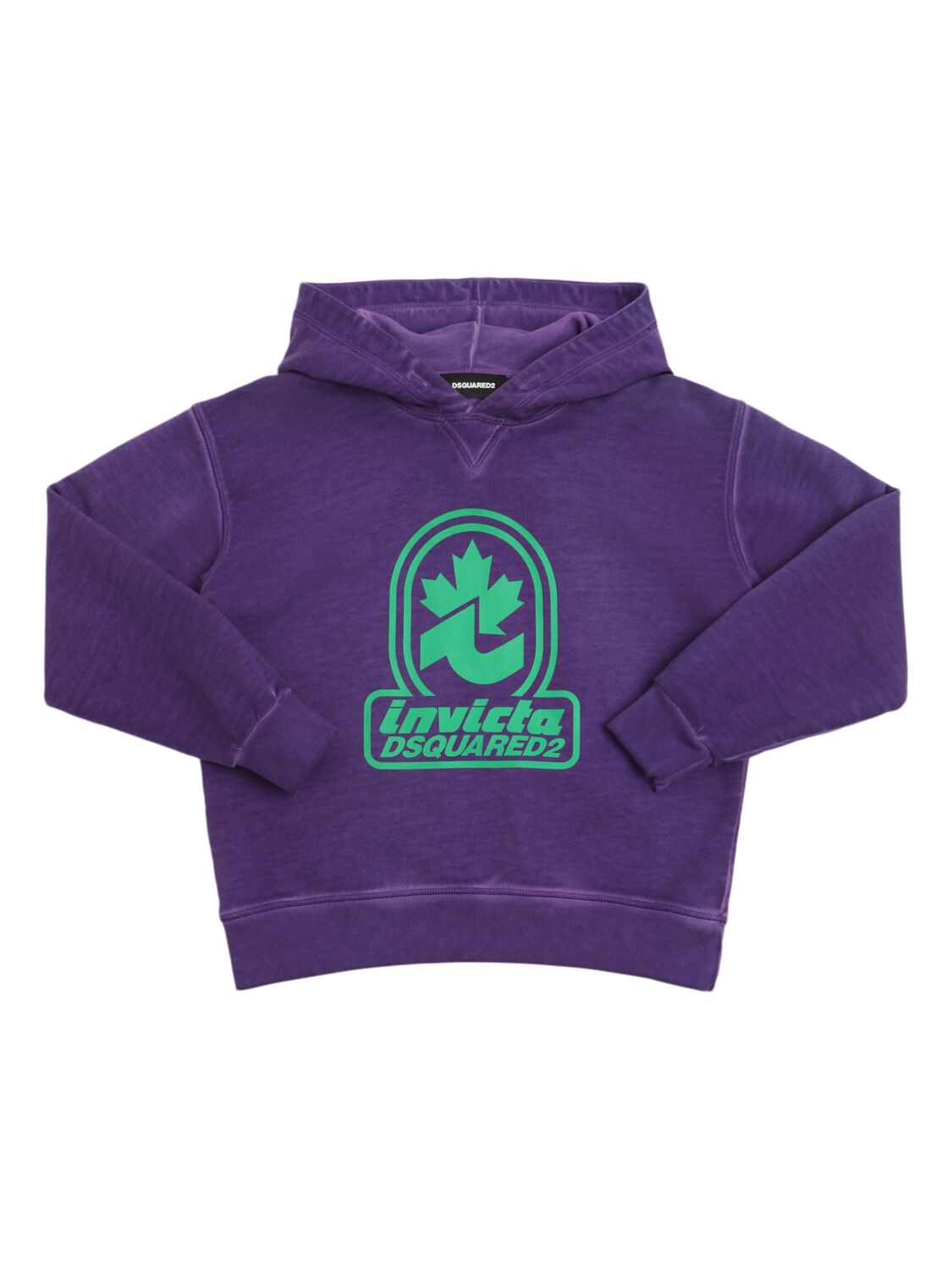 Dsquared2 Printed Cotton Hooded Sweatshirt In Purple