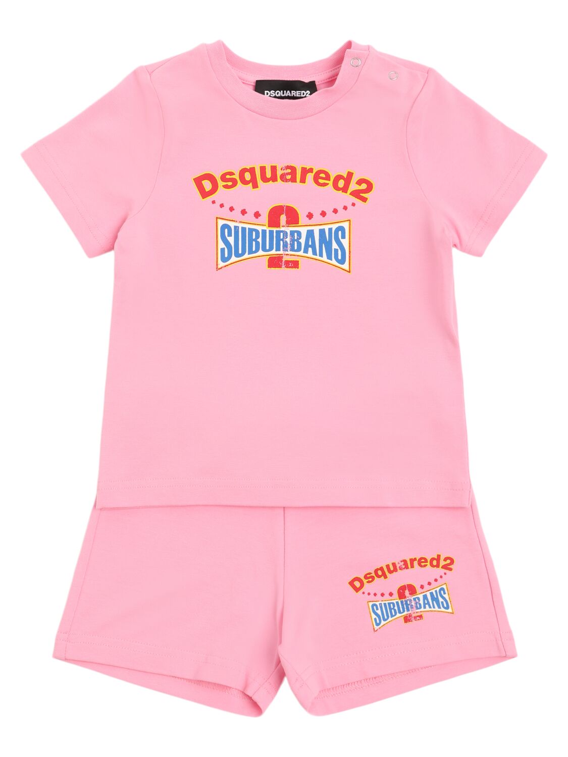 Dsquared2 Kids' Logo Stretch Cotton T-shirt & Shorts In Pink