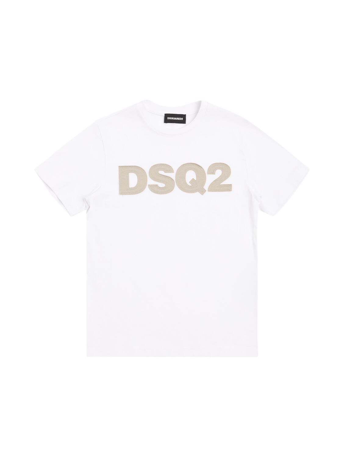 Dsquared2 Logo Print Cotton Jersey T-shirt In White