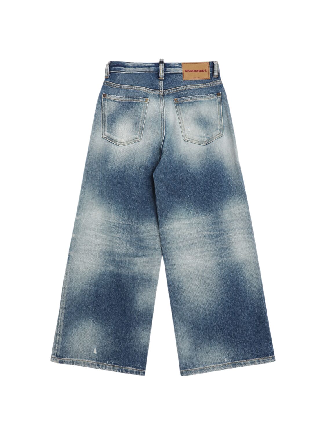 Dsquared2 Stretch Cotton Wide Jeans In Blue