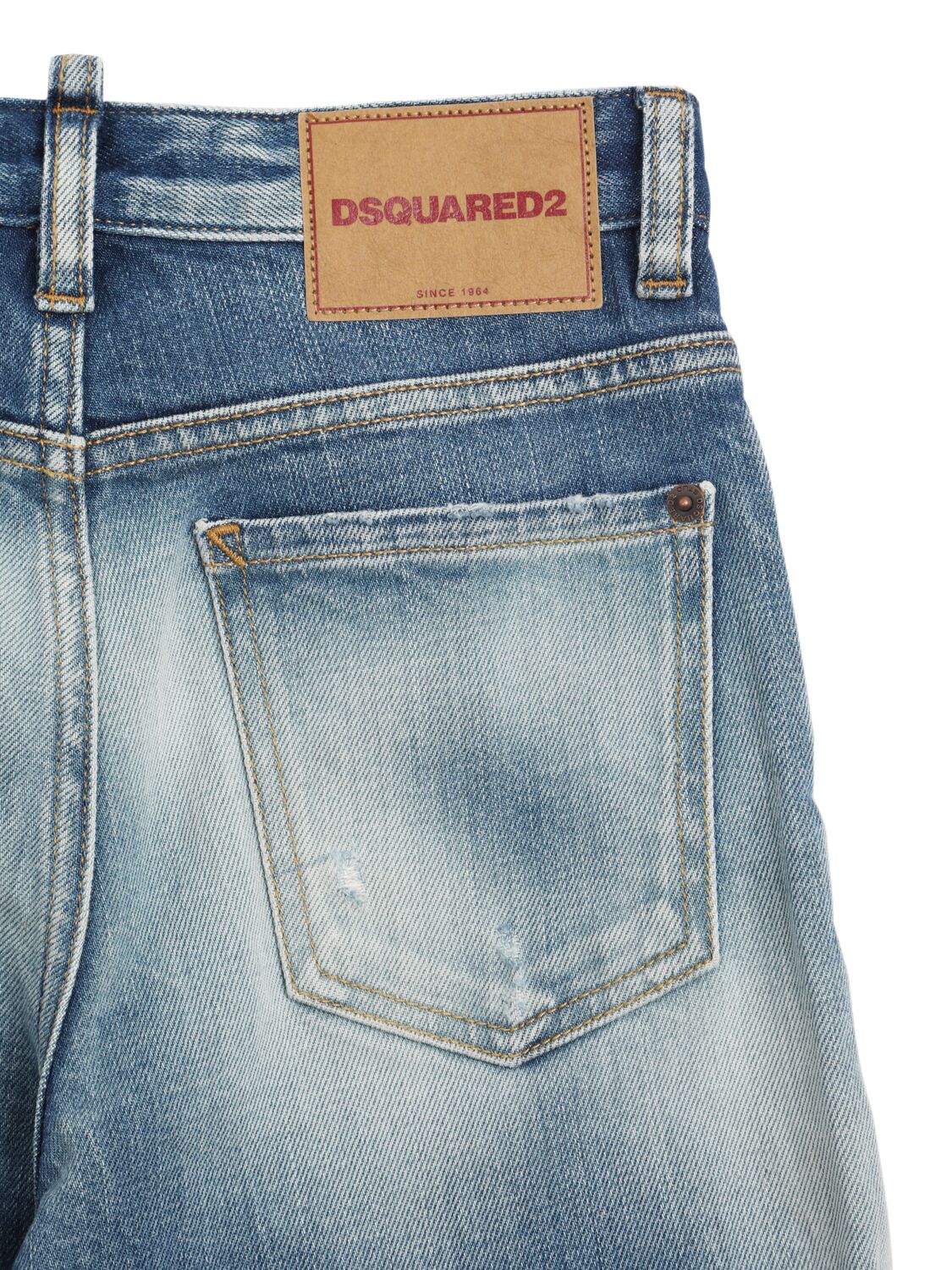 Dsquared2 Stretch Cotton Wide Jeans In Blue