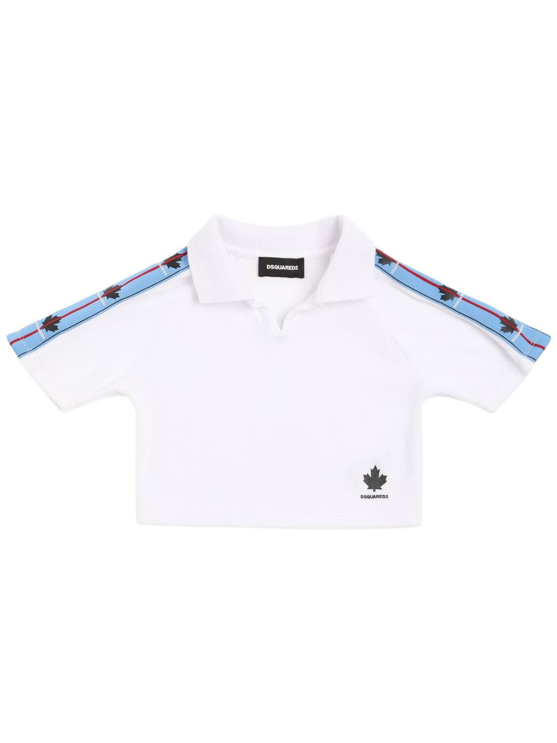 Cotton Blend Cropped Polo T-shirt