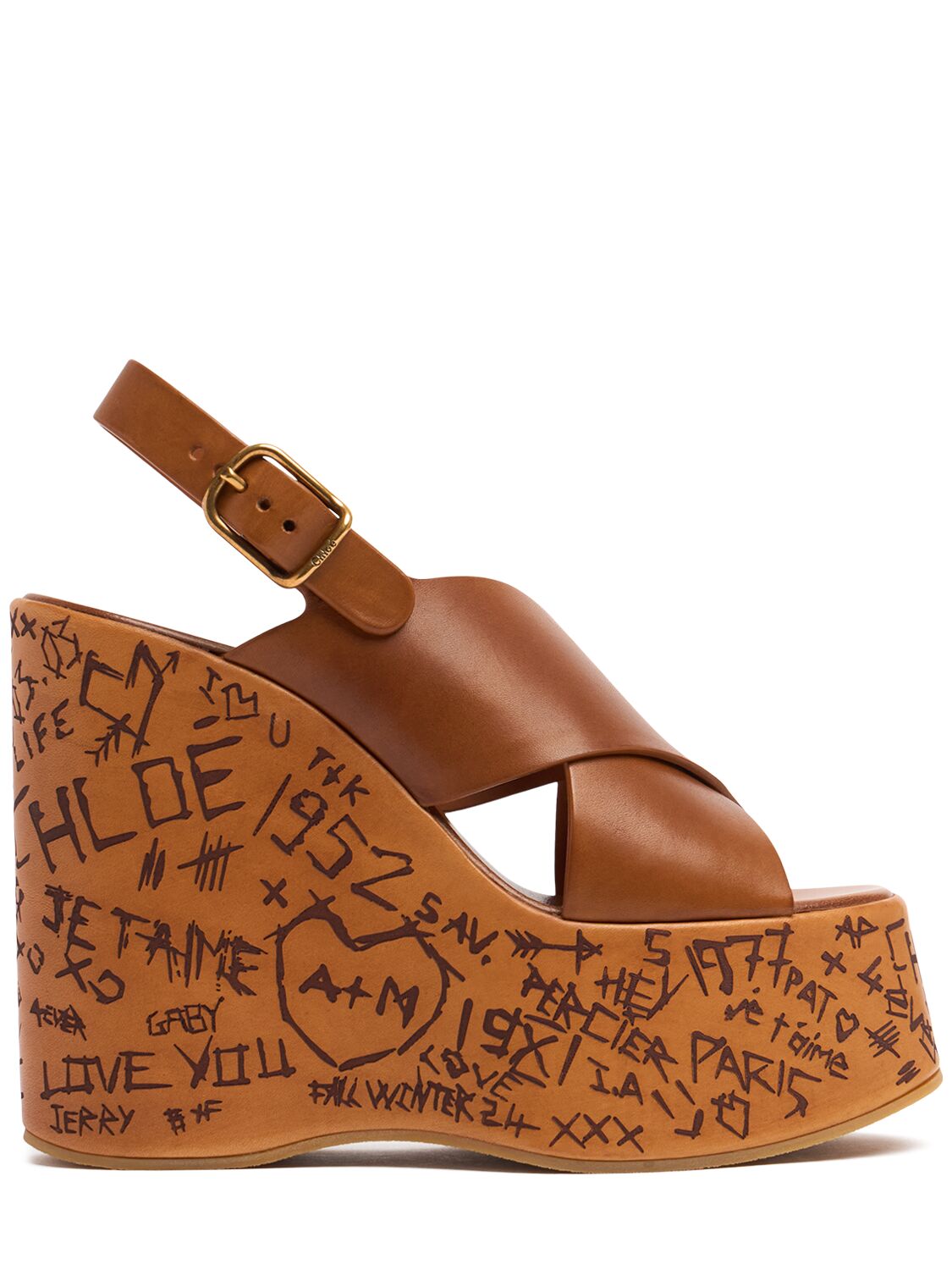 CHLOÉ 135mm Maxime Leather Wedges