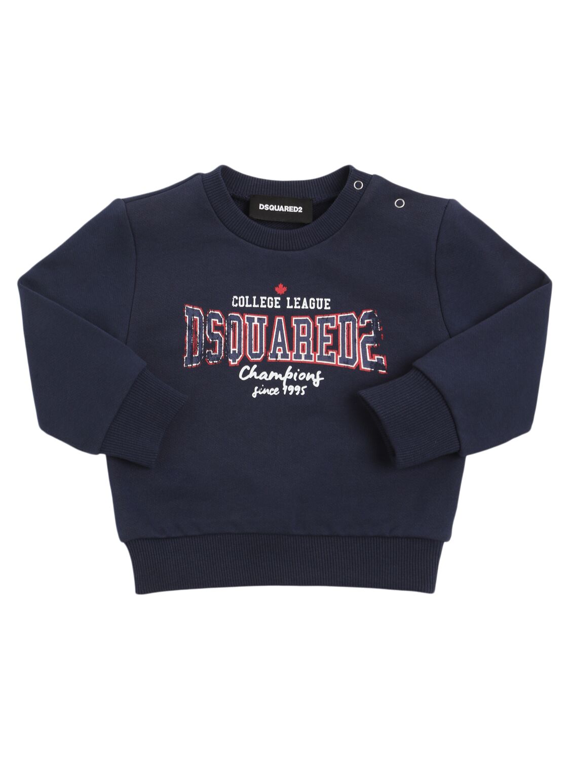 Dsquared2 Printed Cotton Crewneck Sweatshirt In Blue