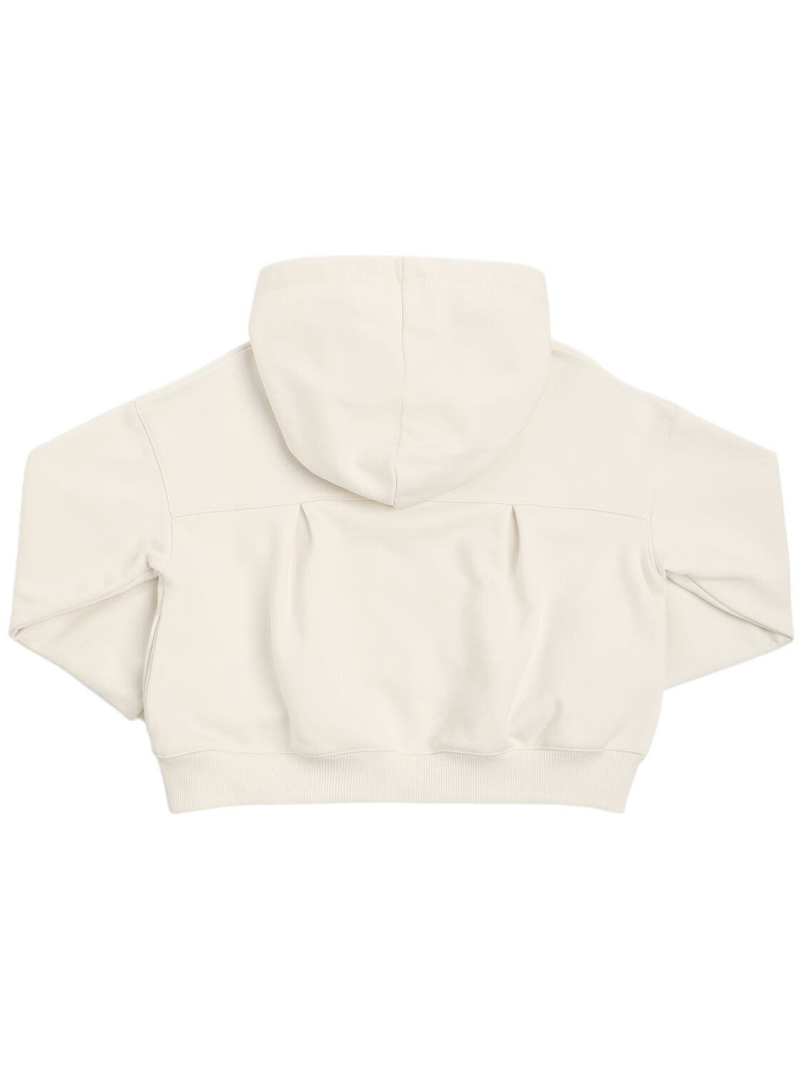 Max & Co Hooded Cotton Zip-up Cropped Sweatshirt In White
