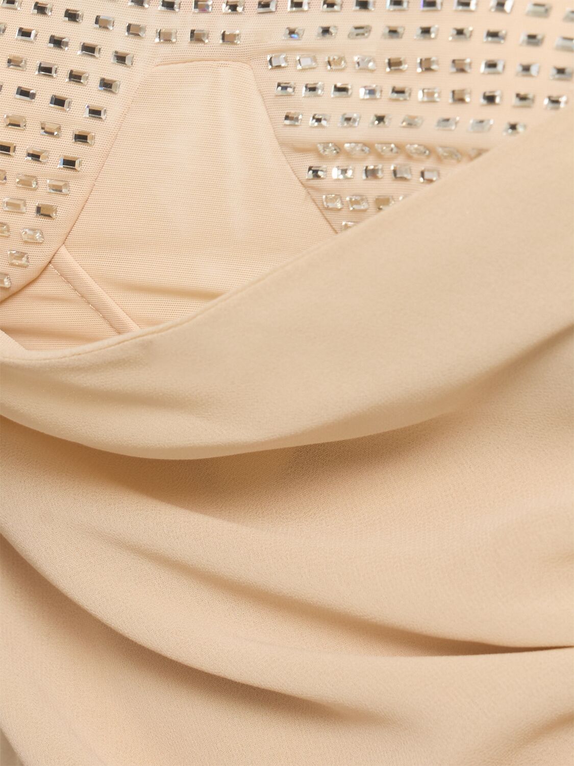 Attico Georgette & Tulle Embellished Midi Dress In Light Pink