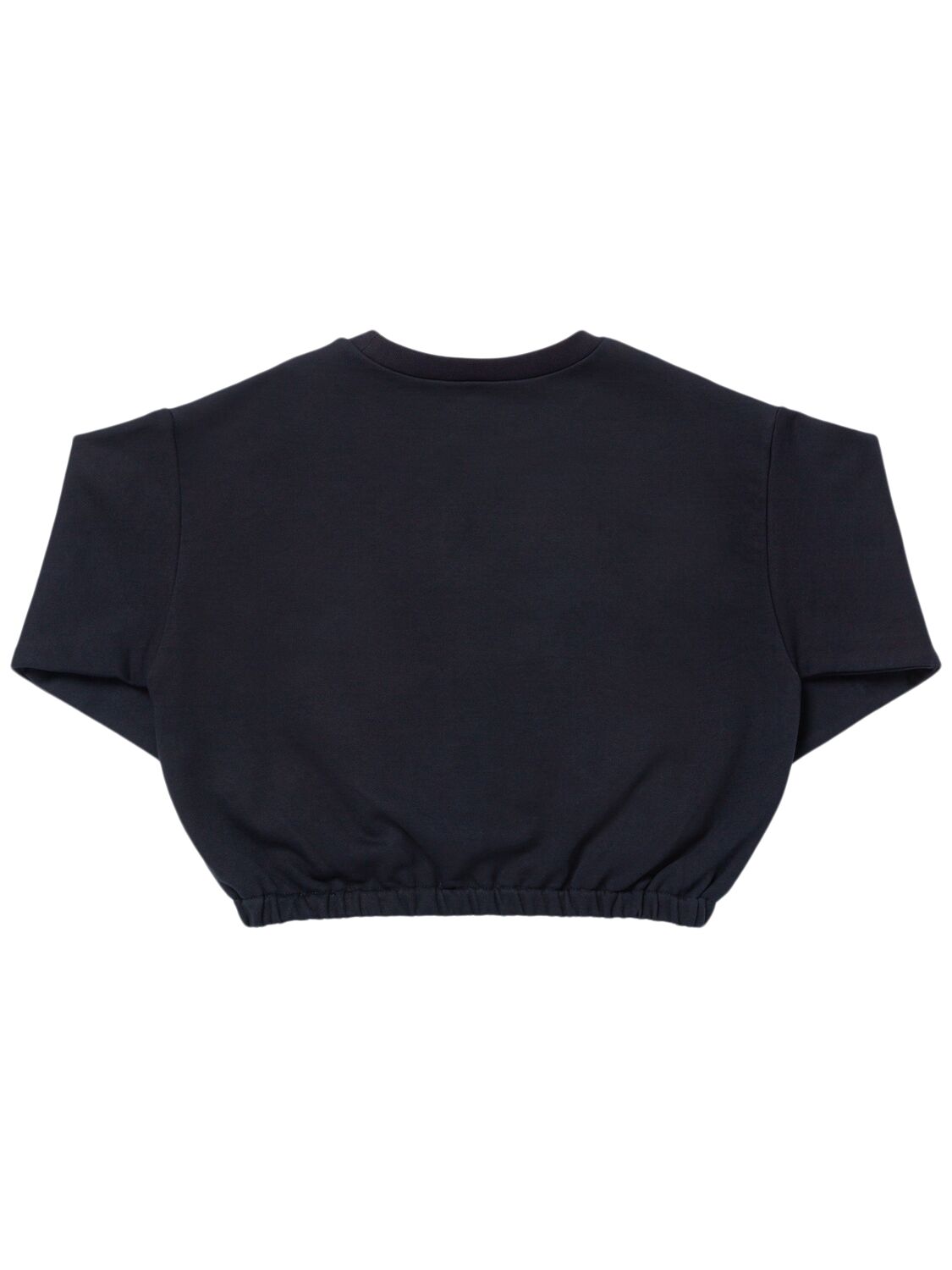 Marni Junior Embroidered Cotton Cropped Sweatshirt In Dark Blue