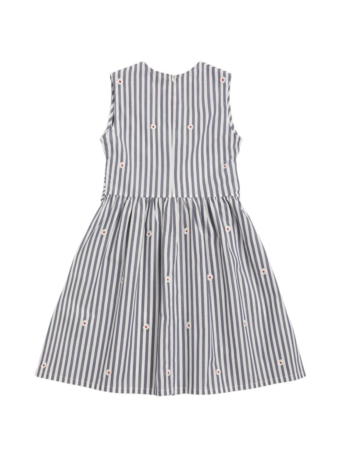 Max & Co Daisy Embroidered Cotton Blend Dress In White/blue