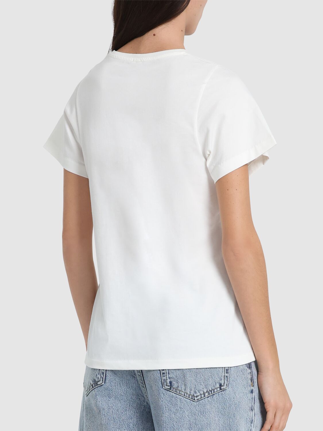 Totême Embroidered Ribbed Stretch-cotton Jersey T-shirt In White