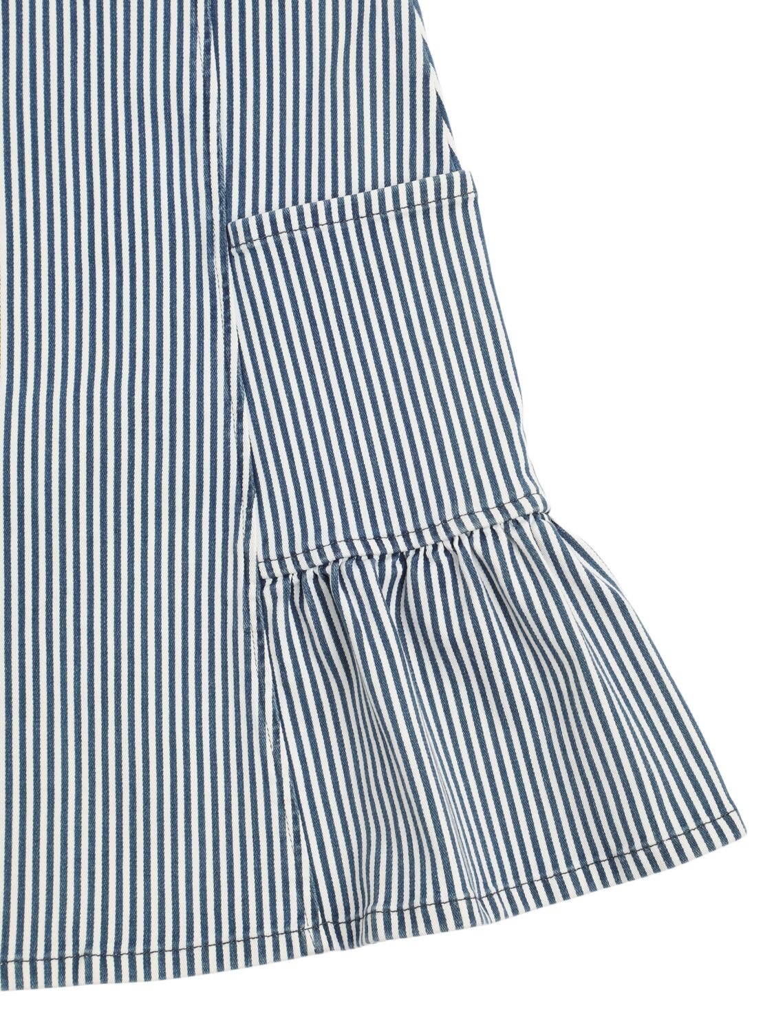 Max & Co Printed Cotton Blend Denim Dress In White/blue