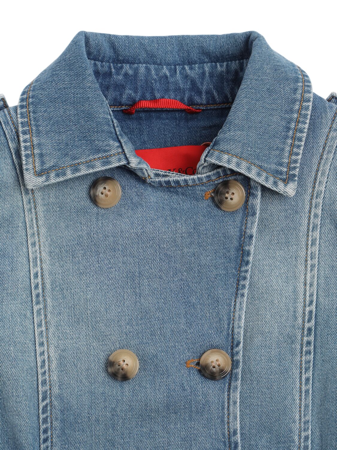 Max & Co Belted Cotton Blend Denim Trench Coat In Blue