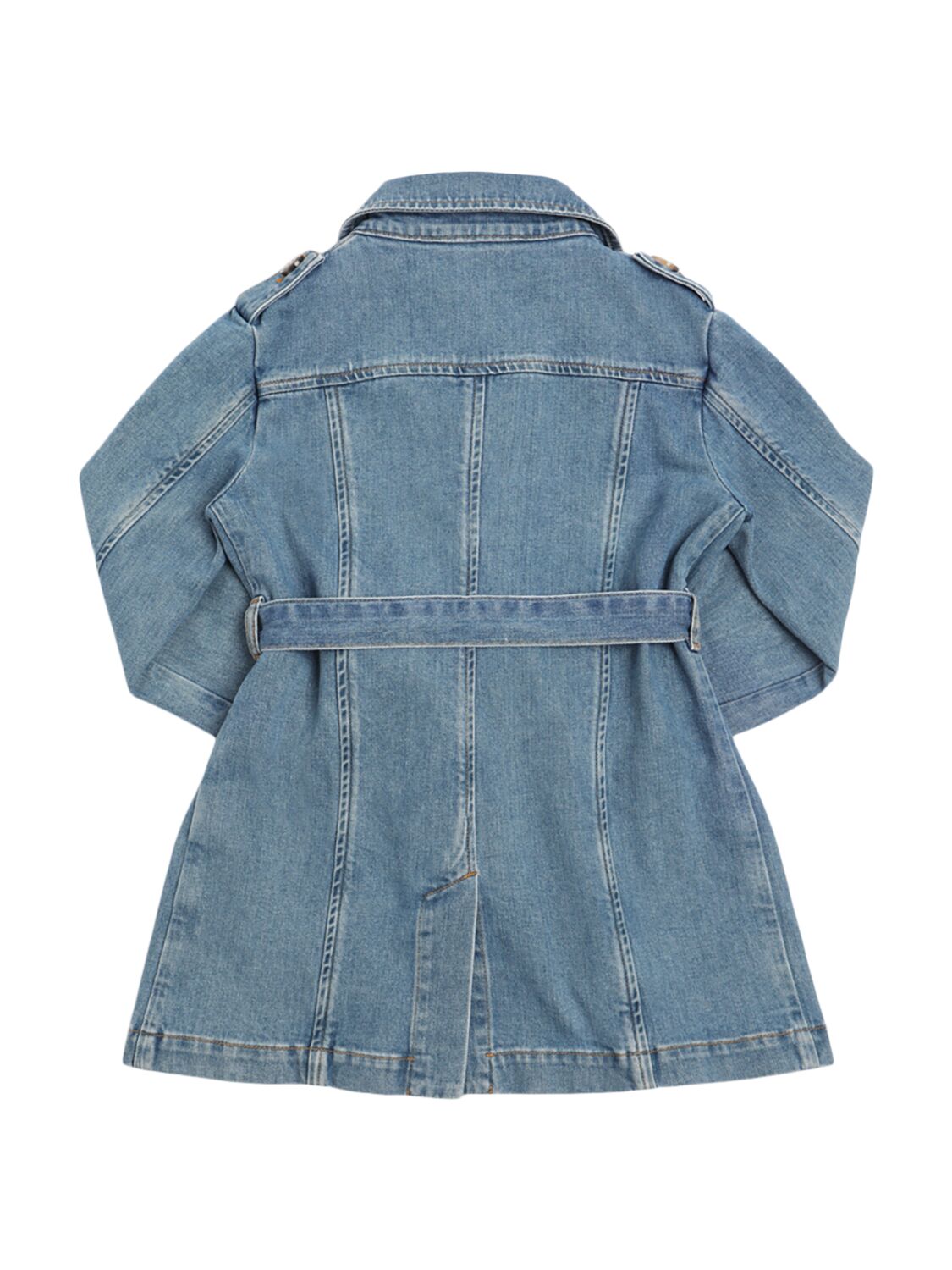 Max & Co Belted Cotton Blend Denim Trench Coat In Blue