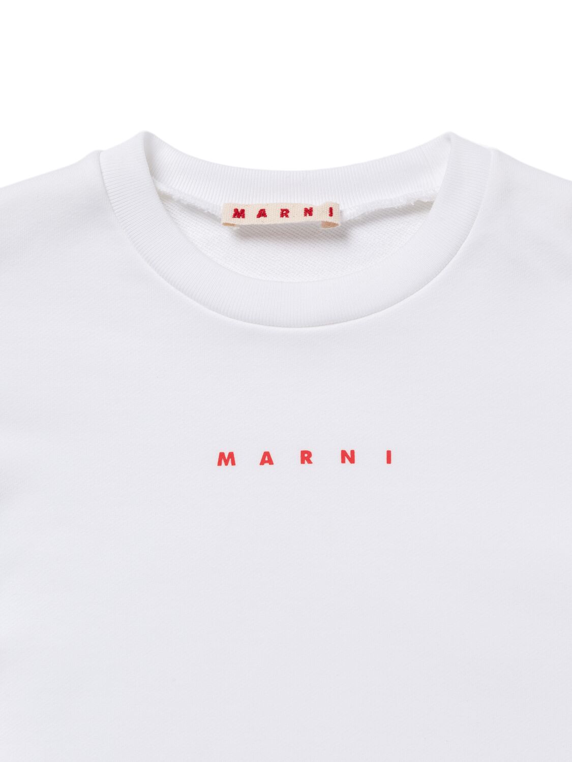 Marni Junior Printed Cotton Crewneck Sweatshirt In White